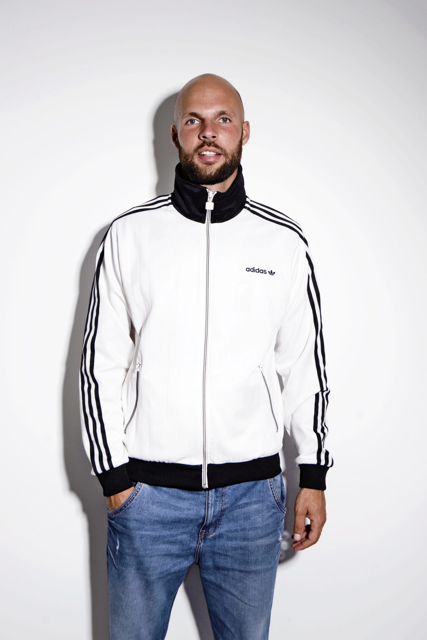Adidas track jacket white mens | HOT MILK vintage clothing online in EU