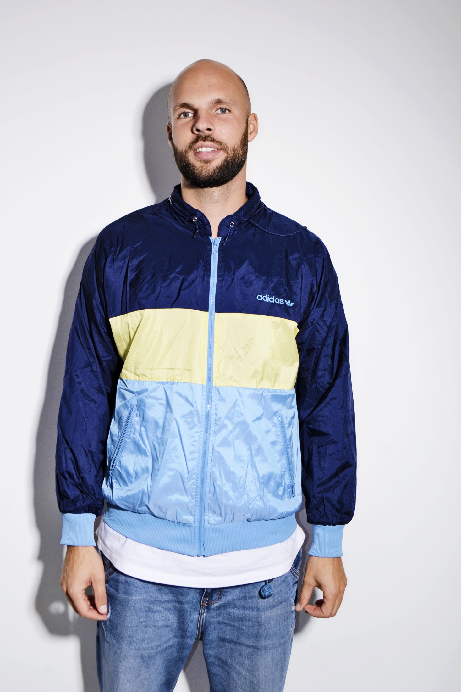 Vintage ADIDAS windbreaker jacket hooded blue | HOT MILK 90's clothing