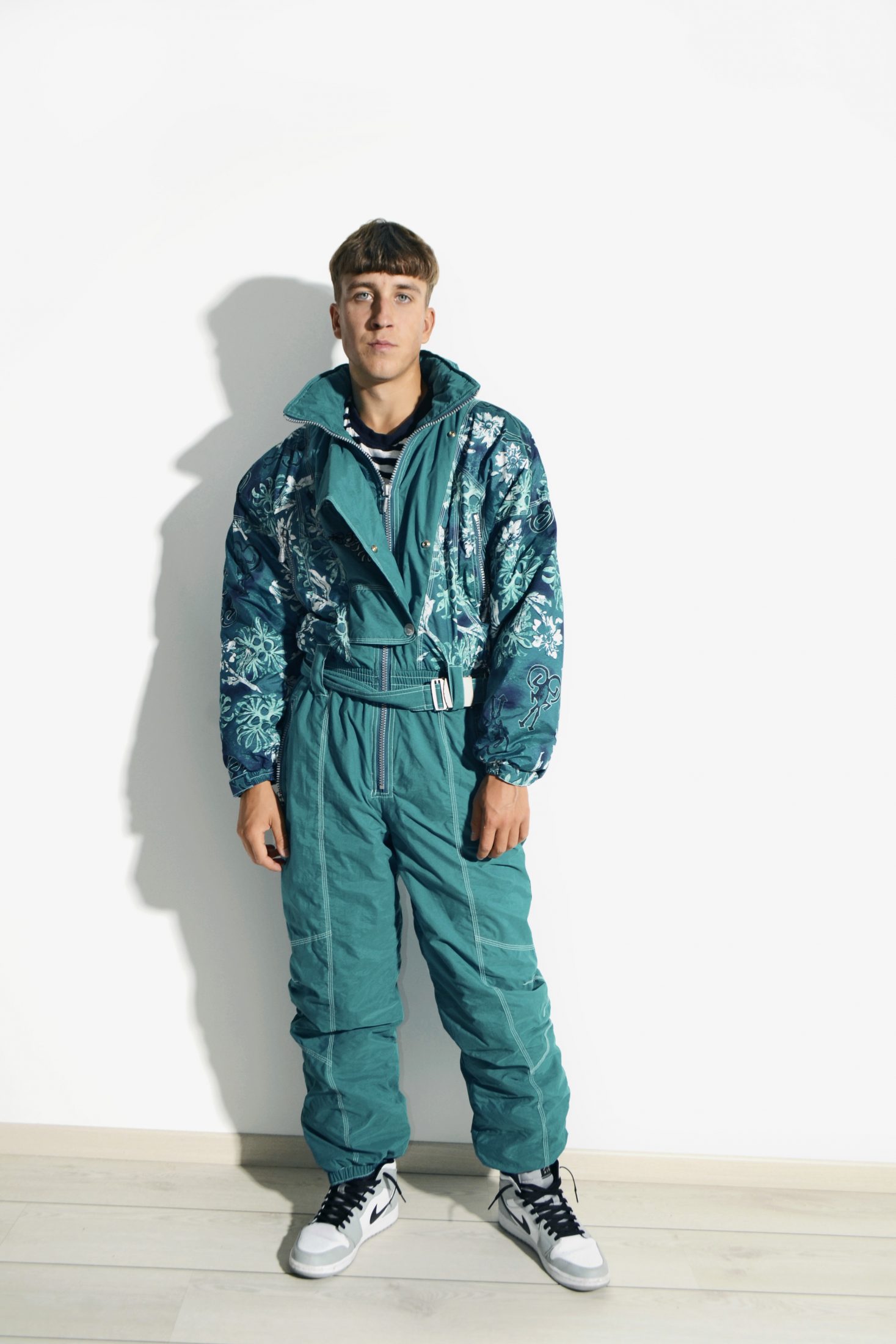 Retro abstract ski suit green overall 90s 80s fashion men outfit online ...