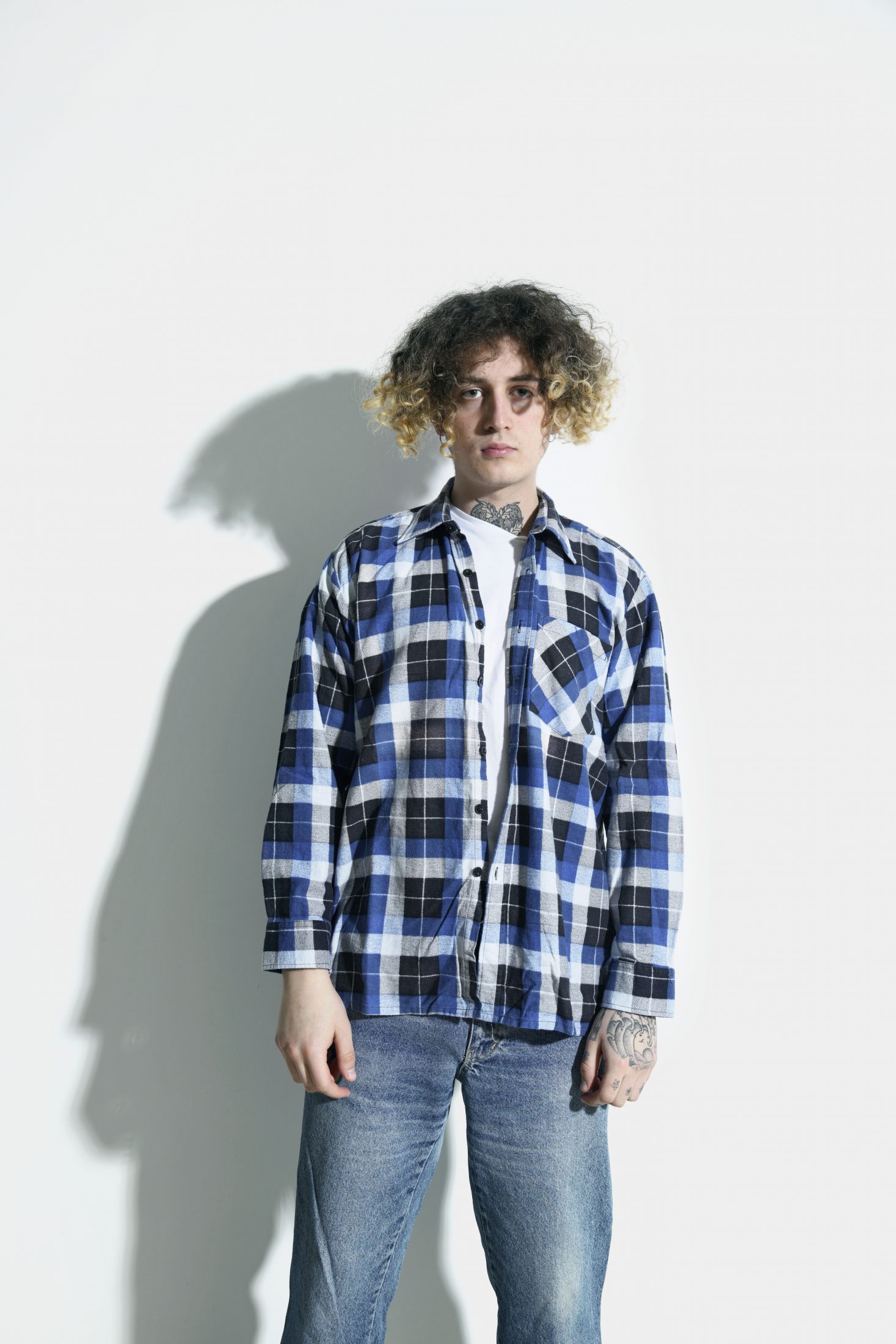Vintage Blue And White Check Shirt M