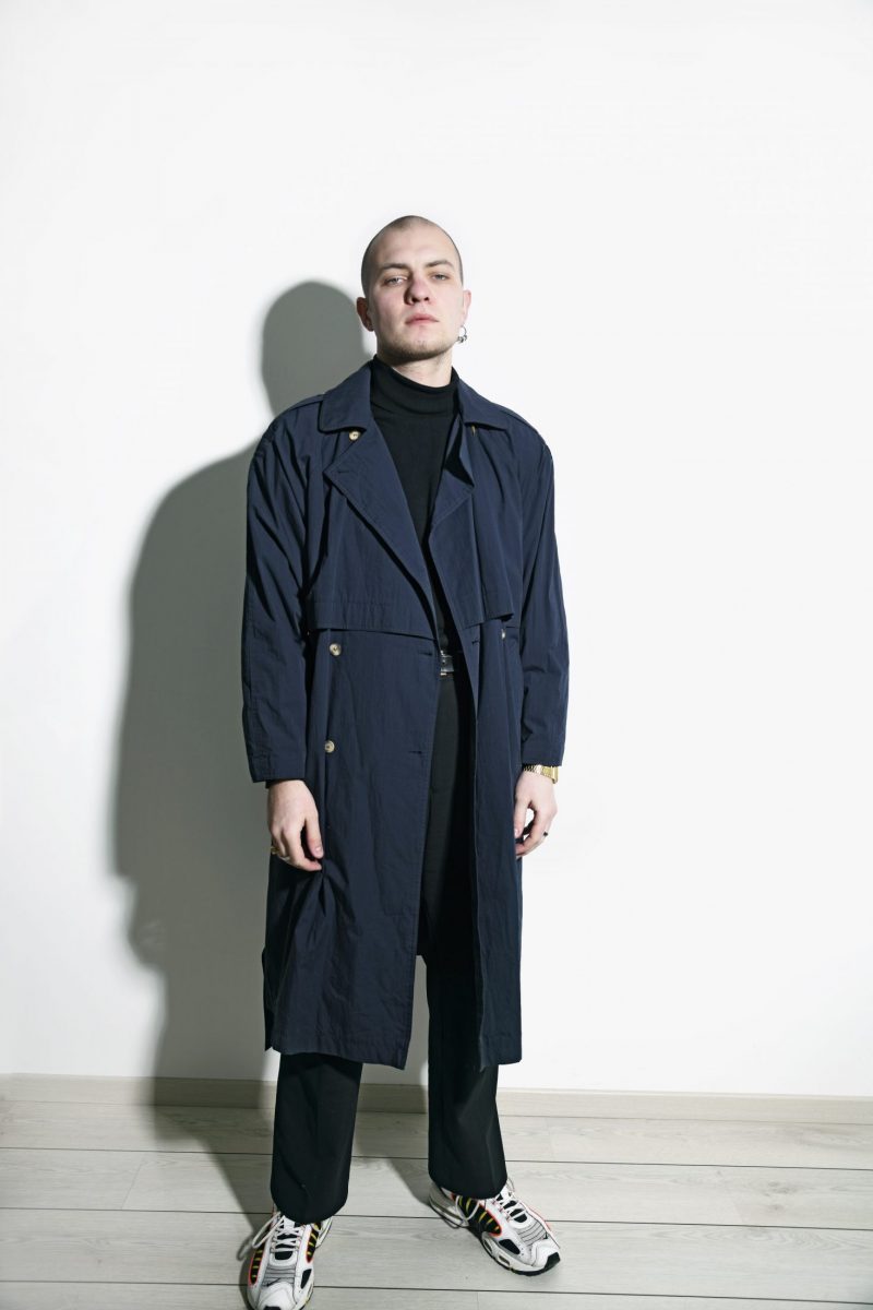 retro trench coat blue | Vintage clothes online for men