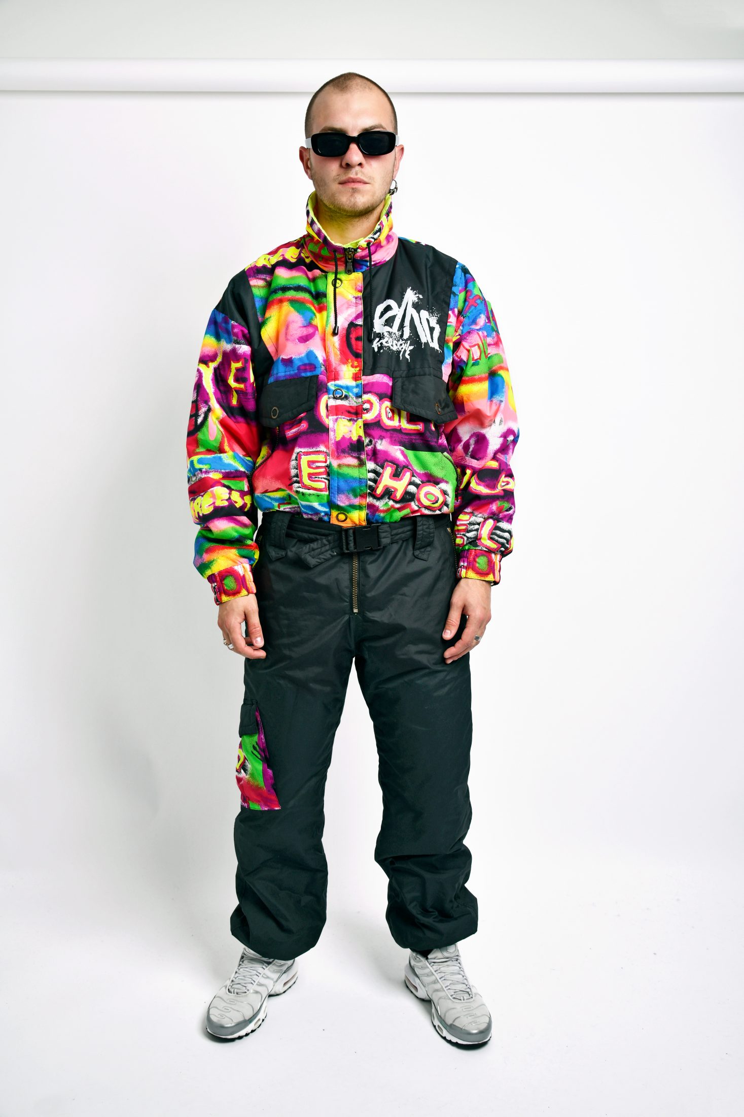 90s ski suit rainbow | Retro 90s sportswear vintage clothing