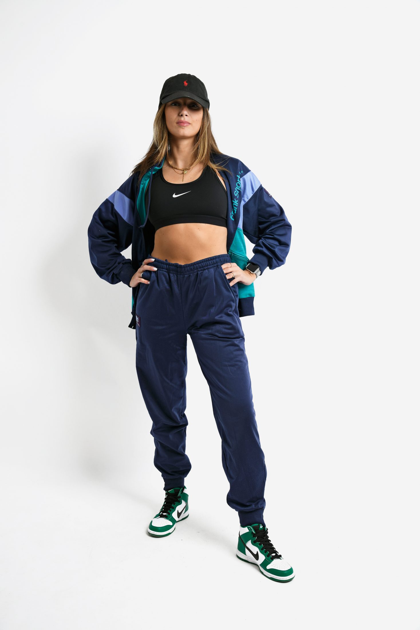Blue Farfetch Sport & Swimwear Sportswear Tracksuits Tartan-ruffle tracksuit-set 