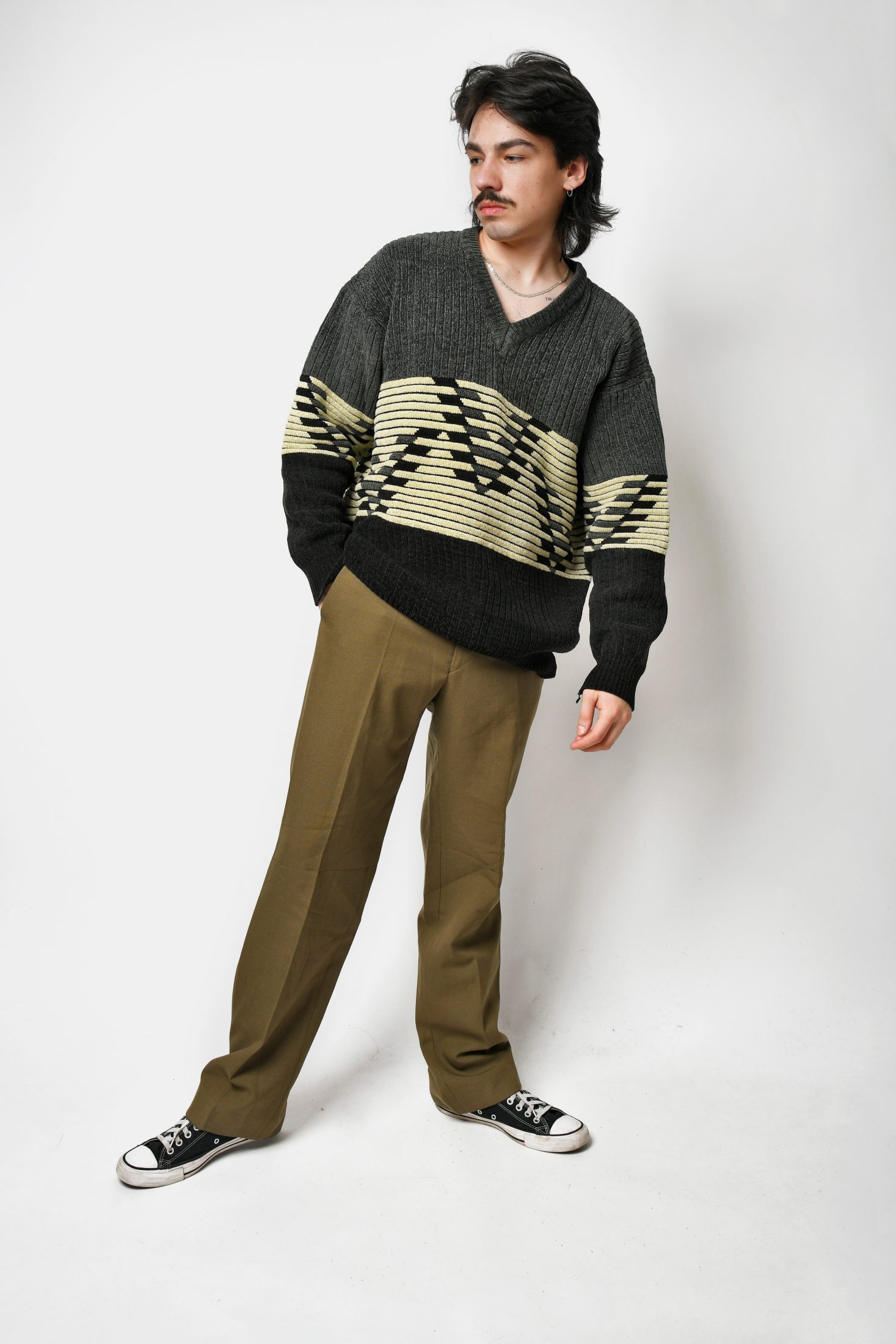 Y2K mens sweater grey  Vintage clothing online store Hot Milk