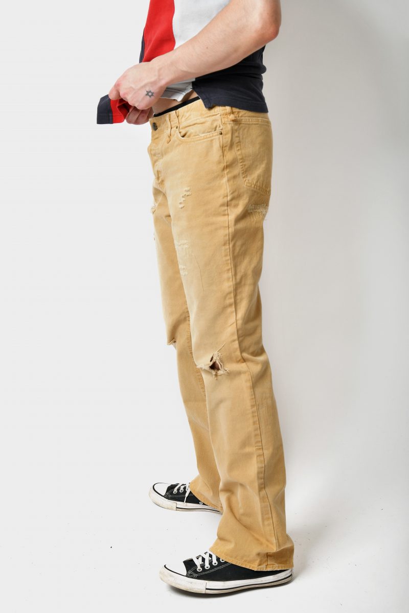 Y2K Just Cavalli distressed brown jeans