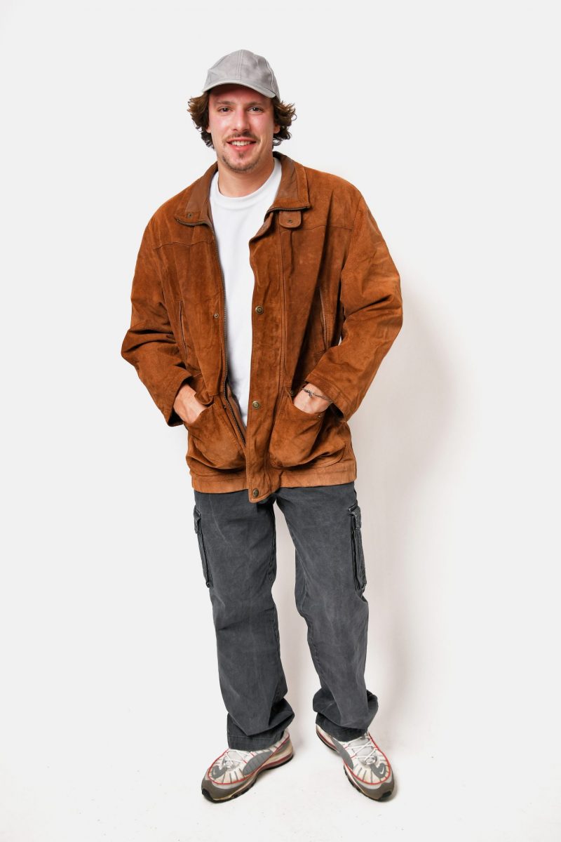 80s brown leather coat