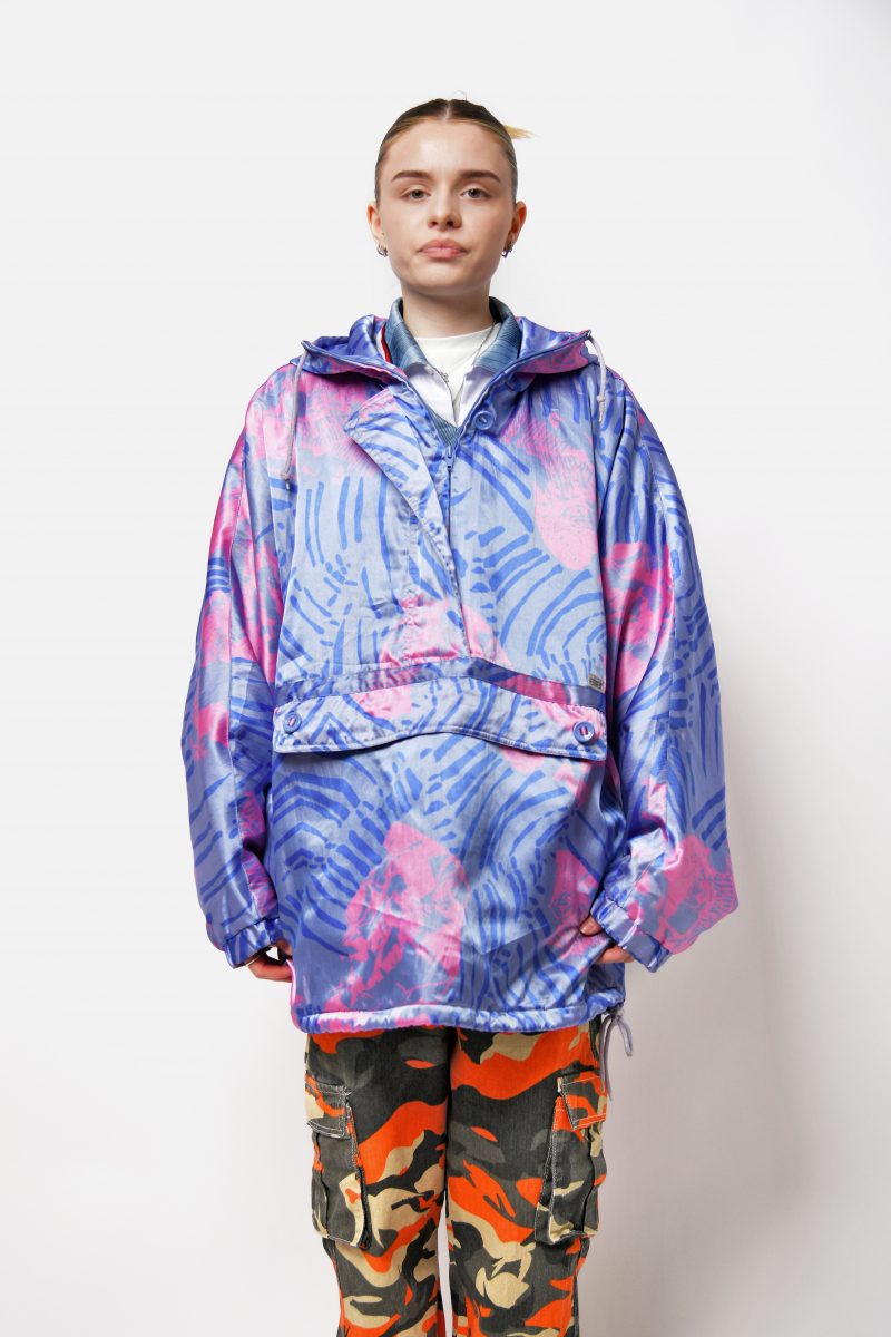 Retro hooded oversized anorak jacket