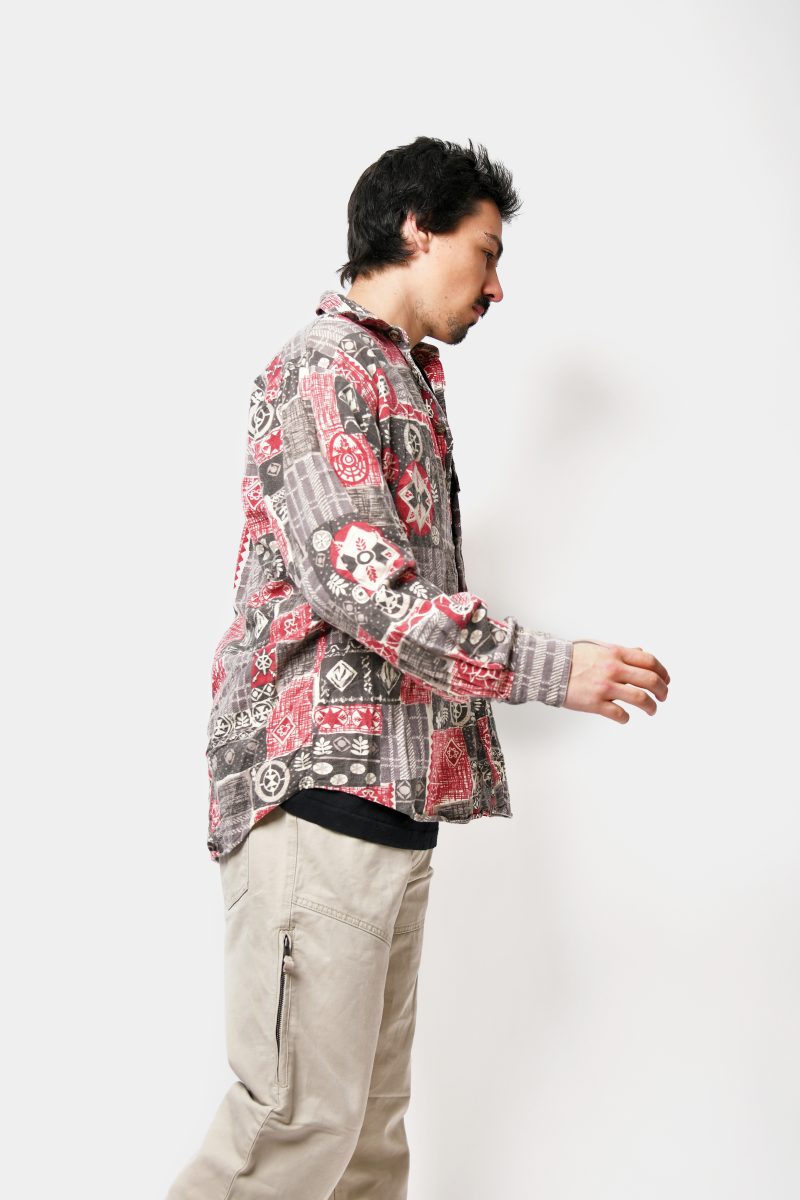 90s abstract patterned shirt red grey