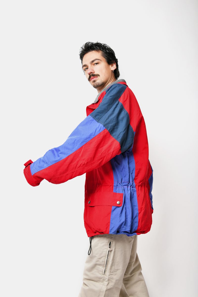 90s vintage parka red multi
