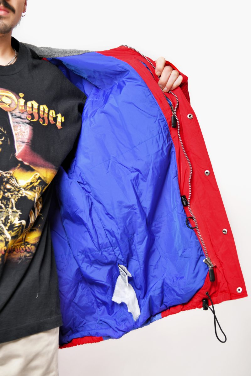 90s vintage parka red multi