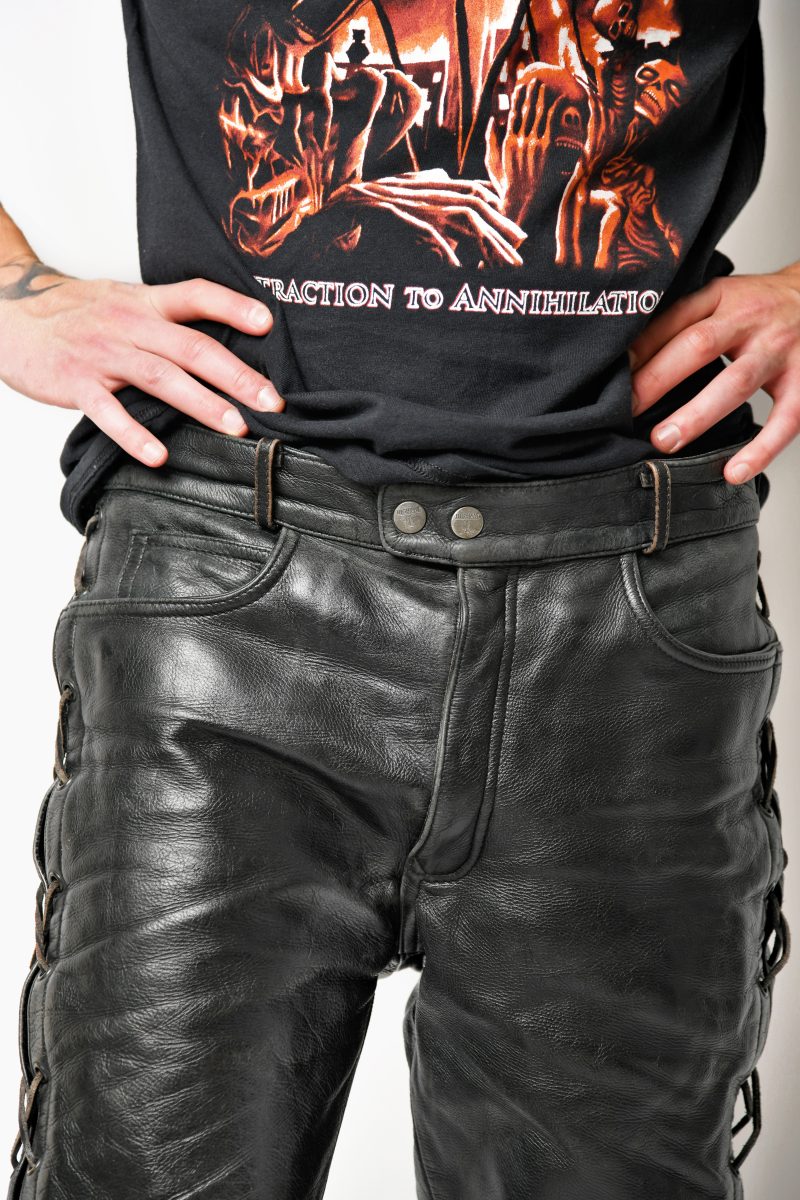 Schwarze Herren-Echtlederhose vintage