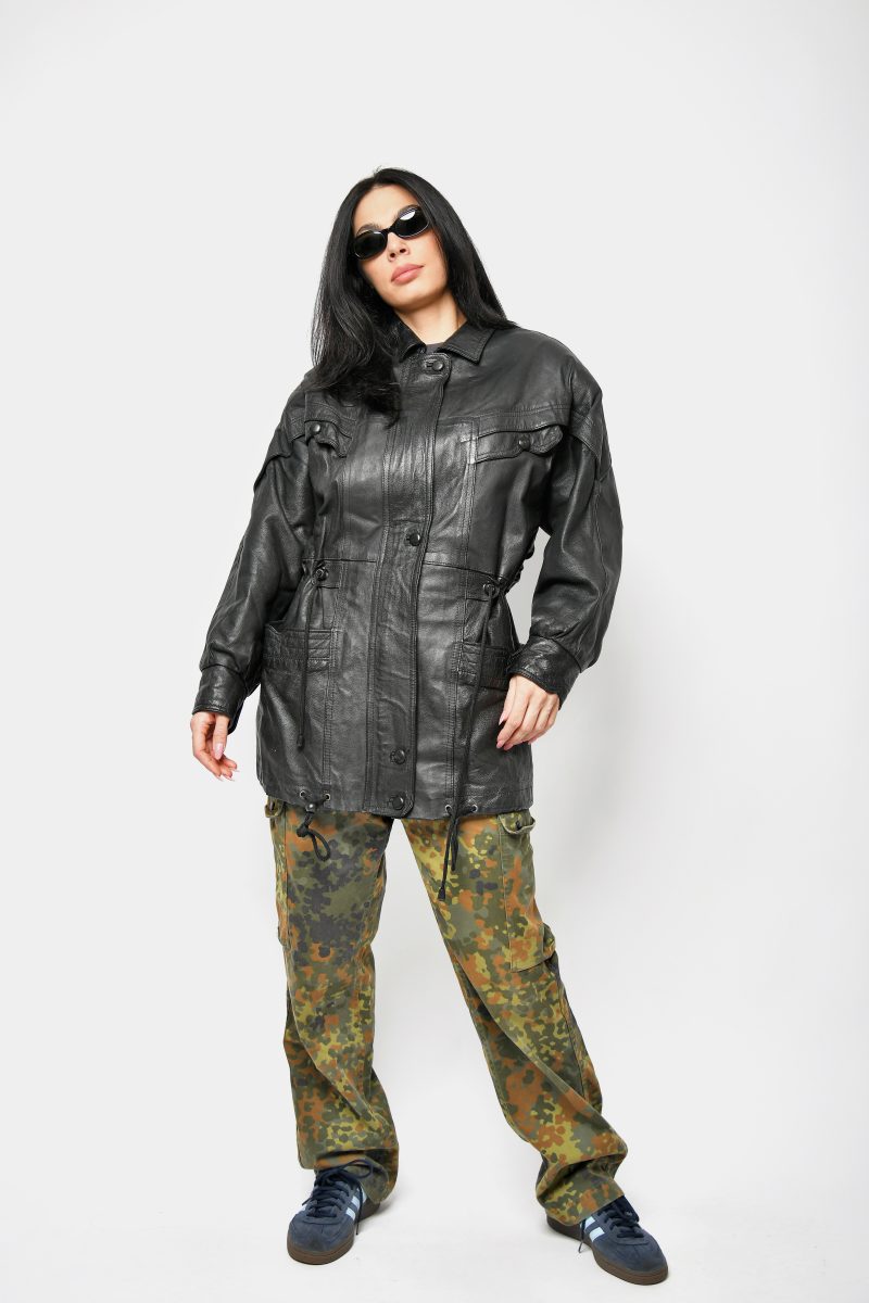 90s coat leather black