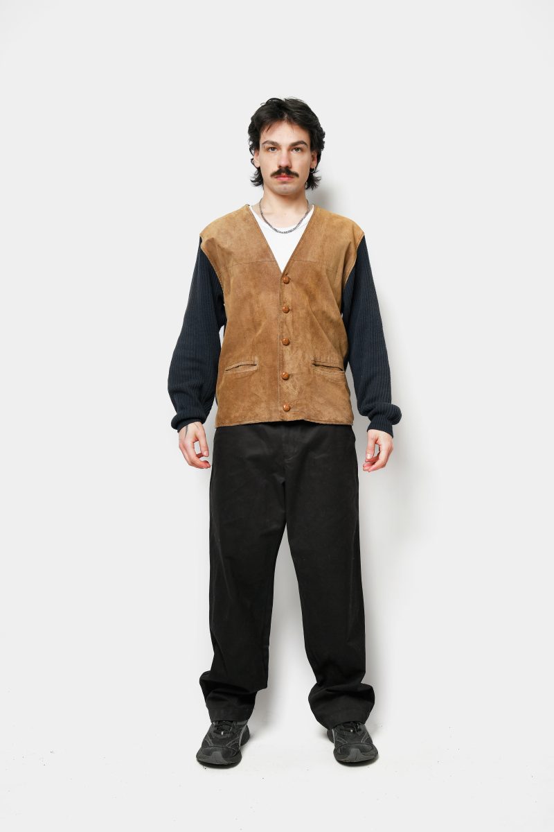 80s leather cardigan sweater