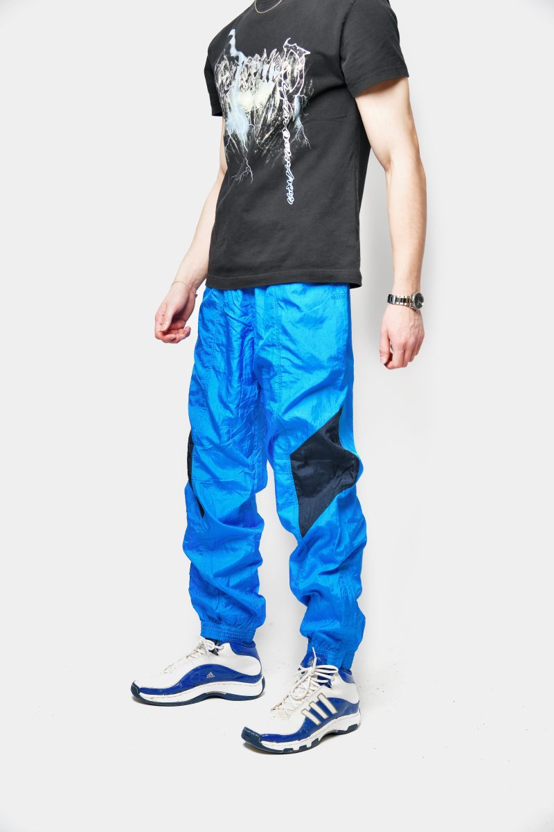 90s shiny joggers blue