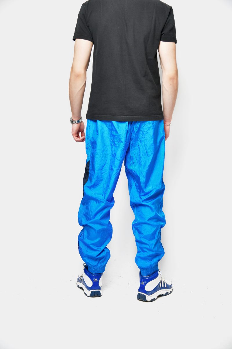 Vintage 90s shiny joggers blue mens