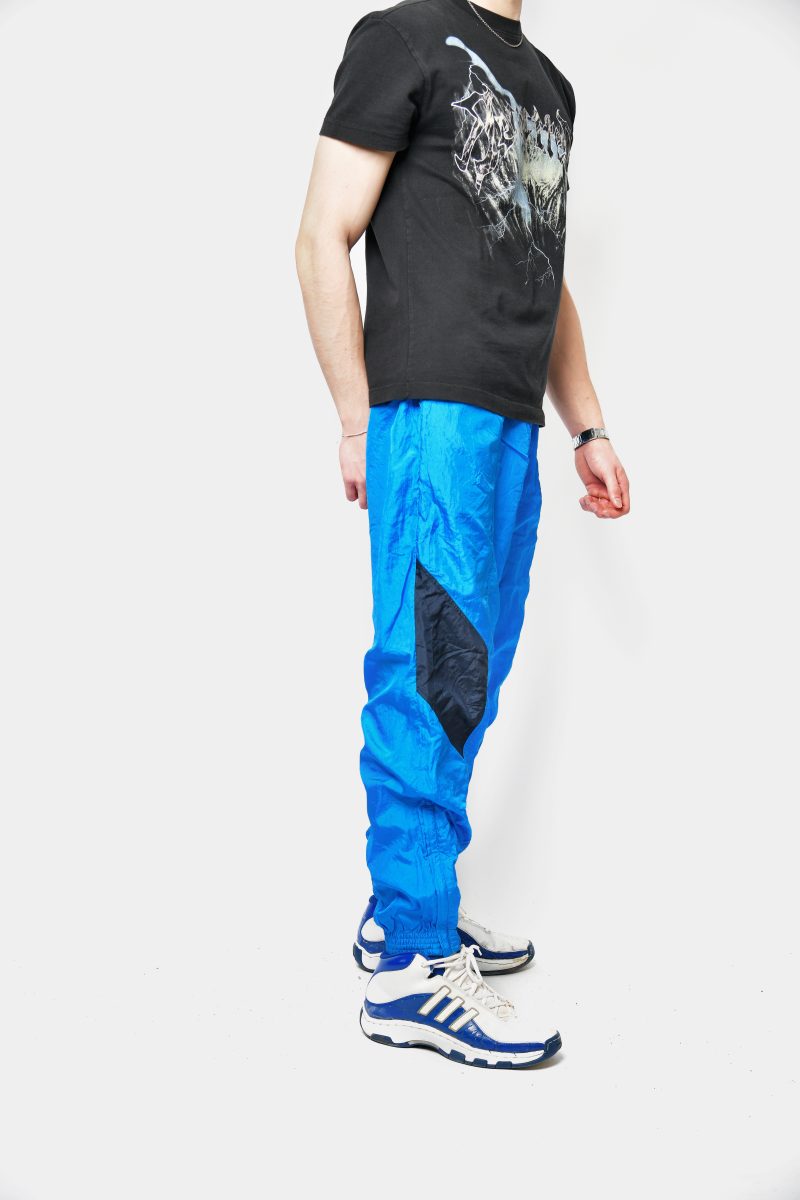 Vintage 90s shiny joggers blue mens