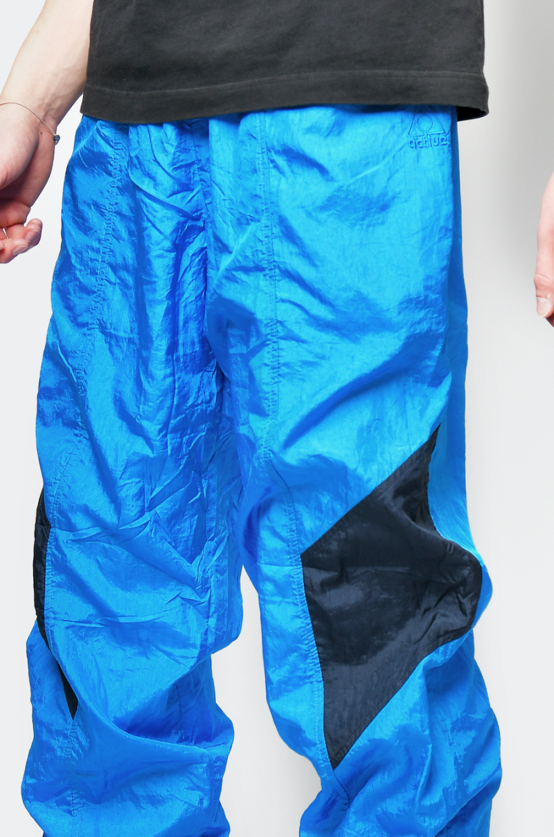 Vintage 90s shiny joggers blue mens