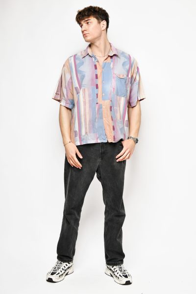 90s camicia da uomo multicolore