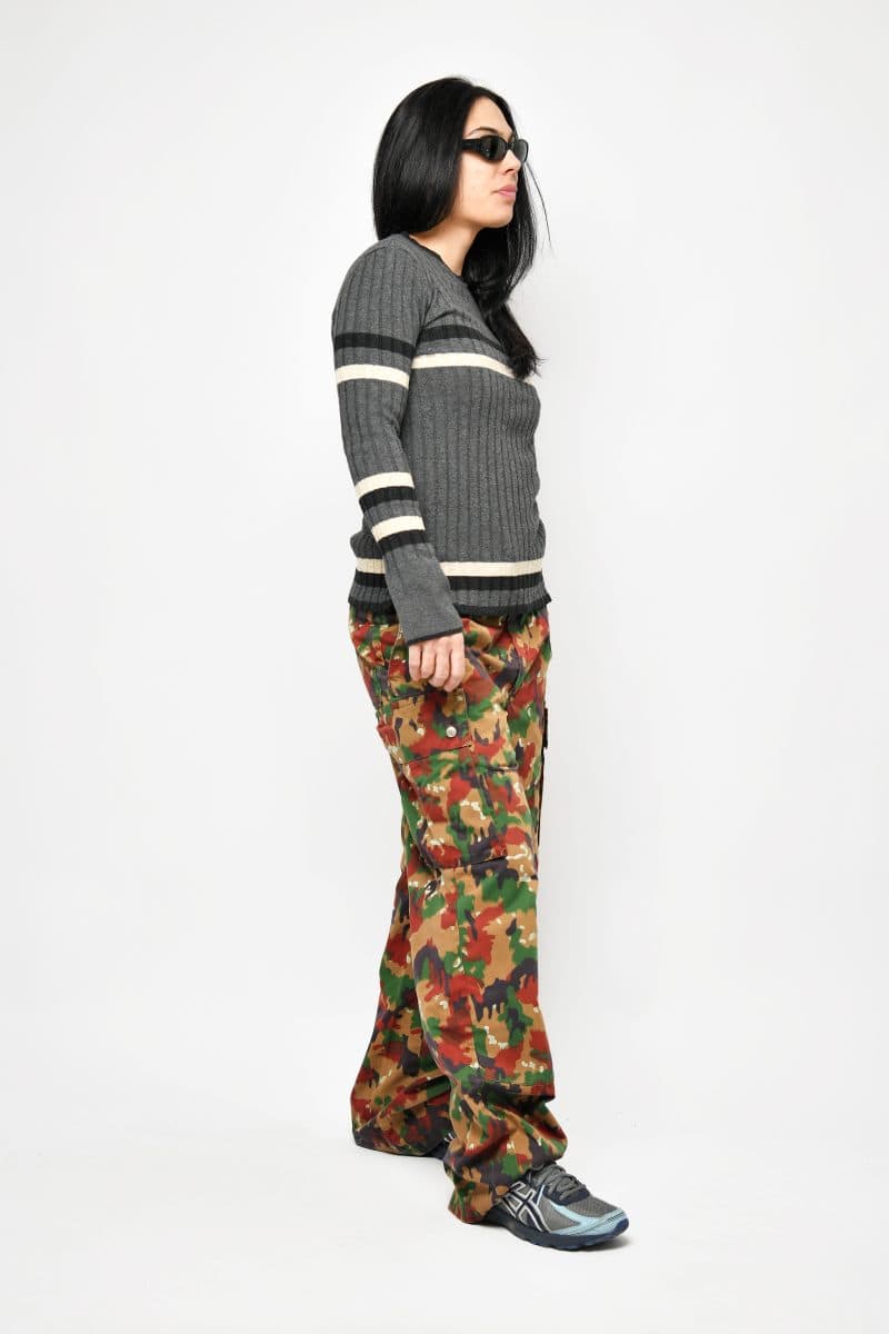 Guess sweater grey striped women's