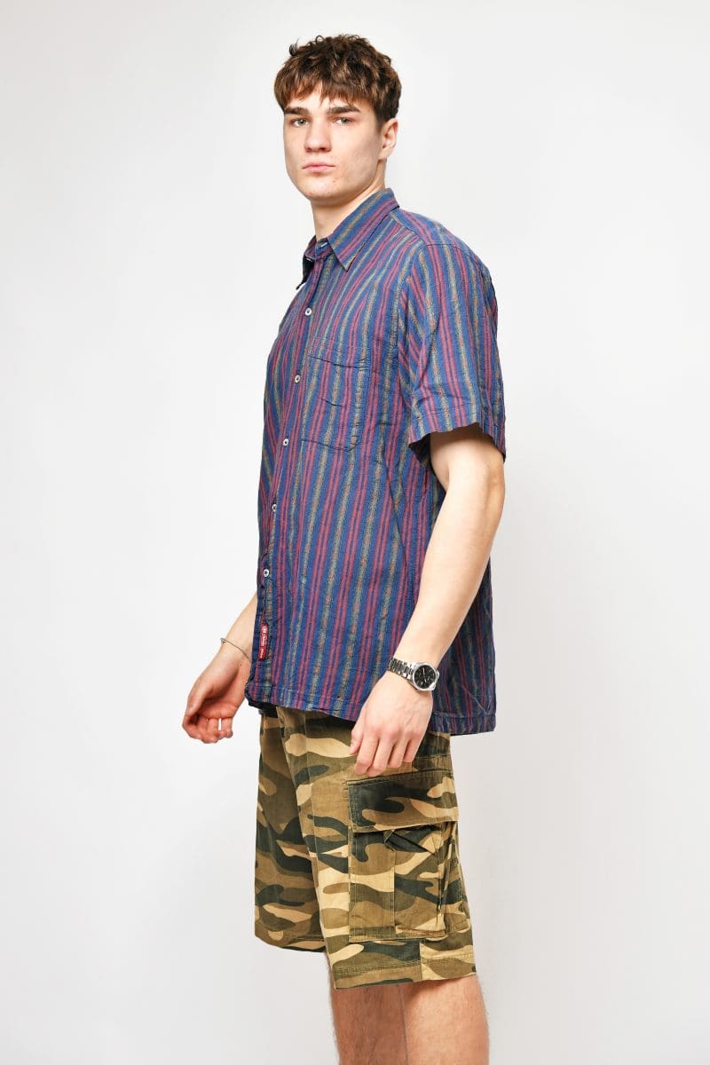 Vintage summer striped shirt men
