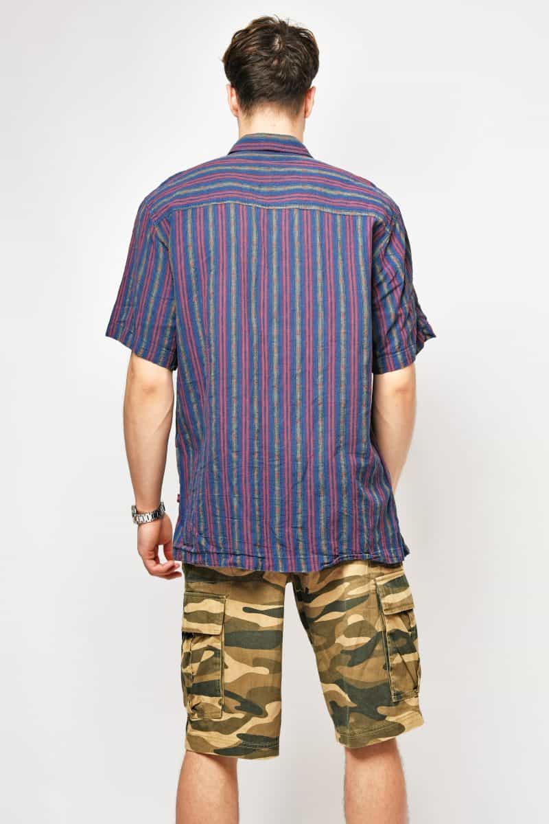 Vintage summer striped shirt men