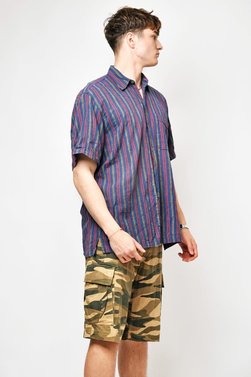 Vintage summer striped shirt men