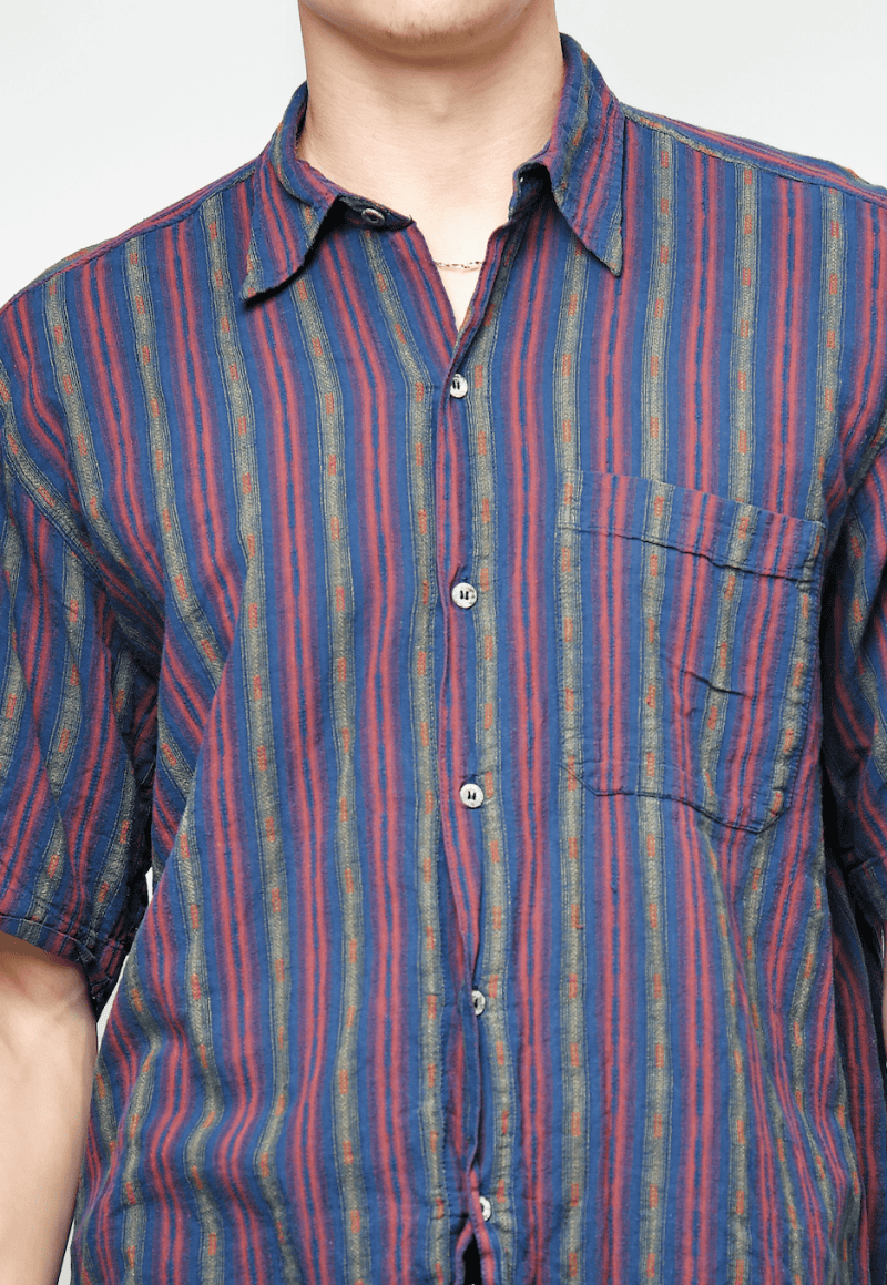 Vintage summer striped shirt men