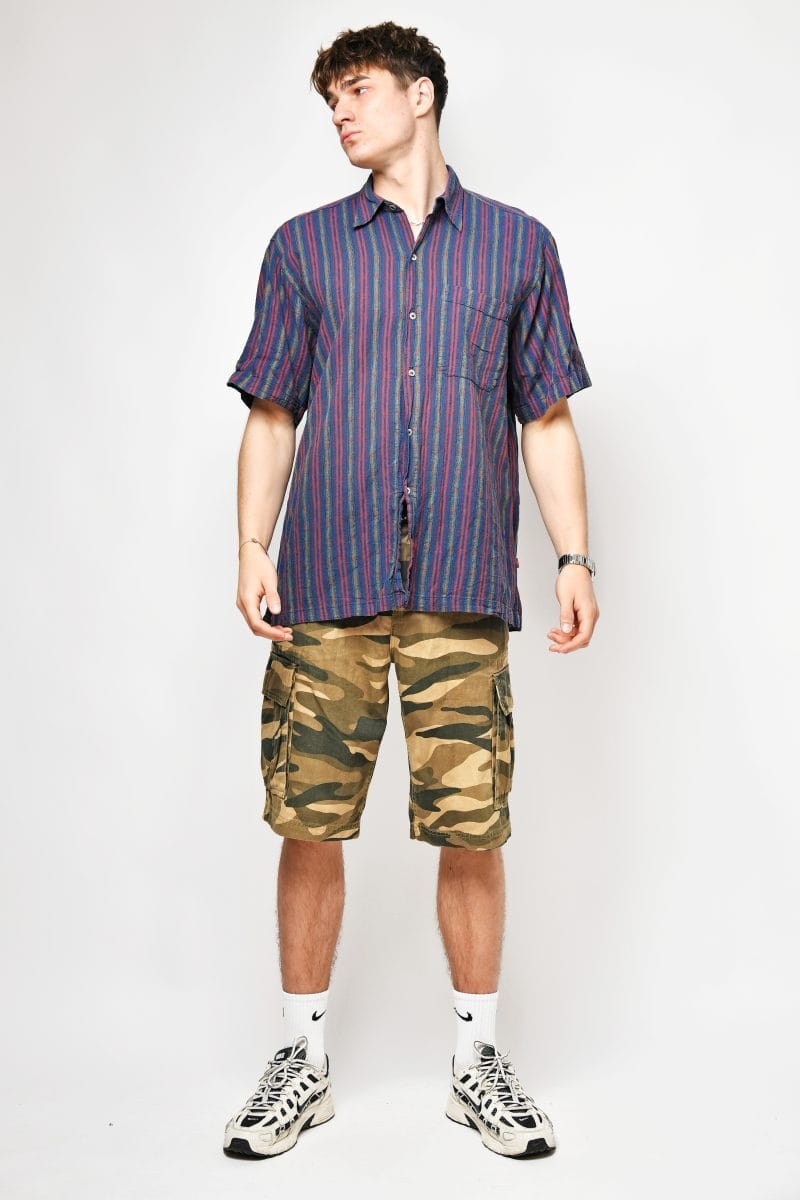 Vintage summer striped shirt men