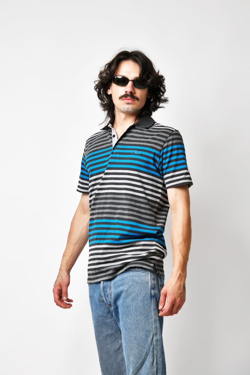Vintage Fila Striped Polo Shirt Y2K