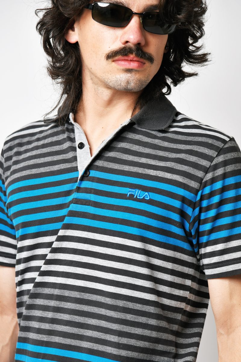 Vintage Fila Striped Polo Shirt Y2K
