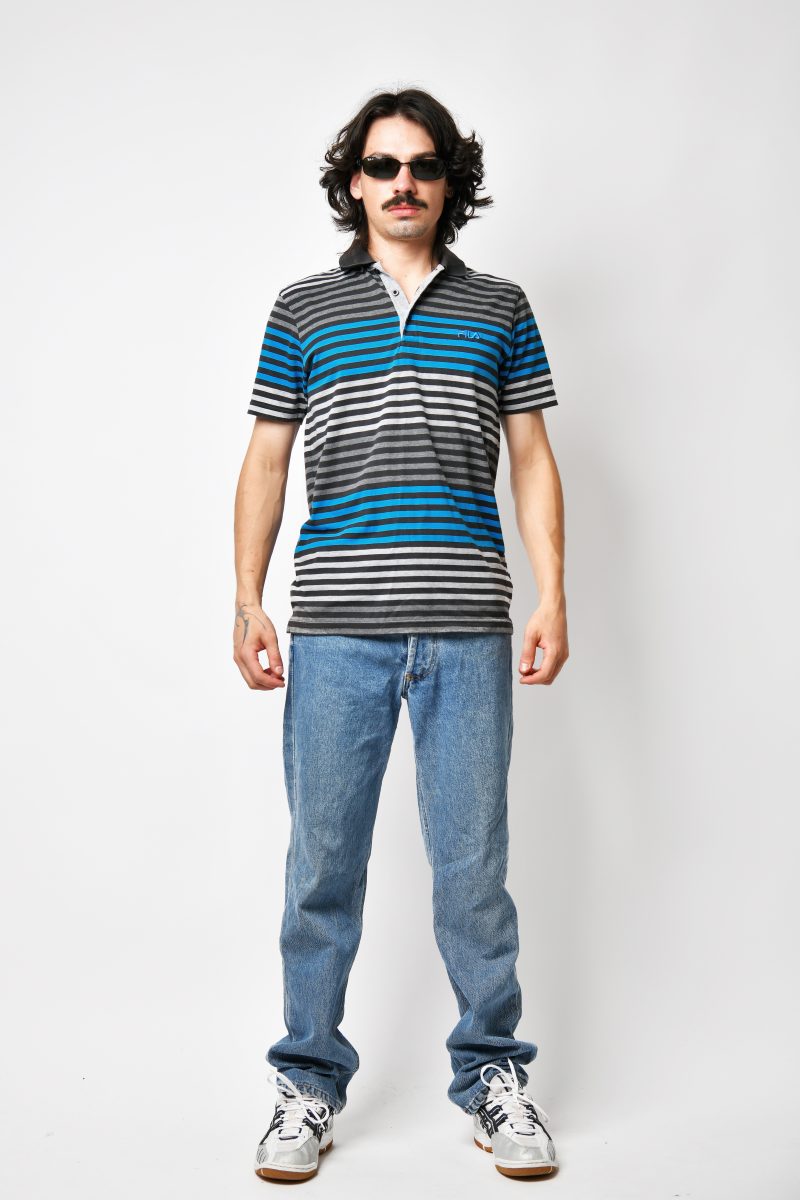 Vintage Fila Striped Polo Shirt Y2K