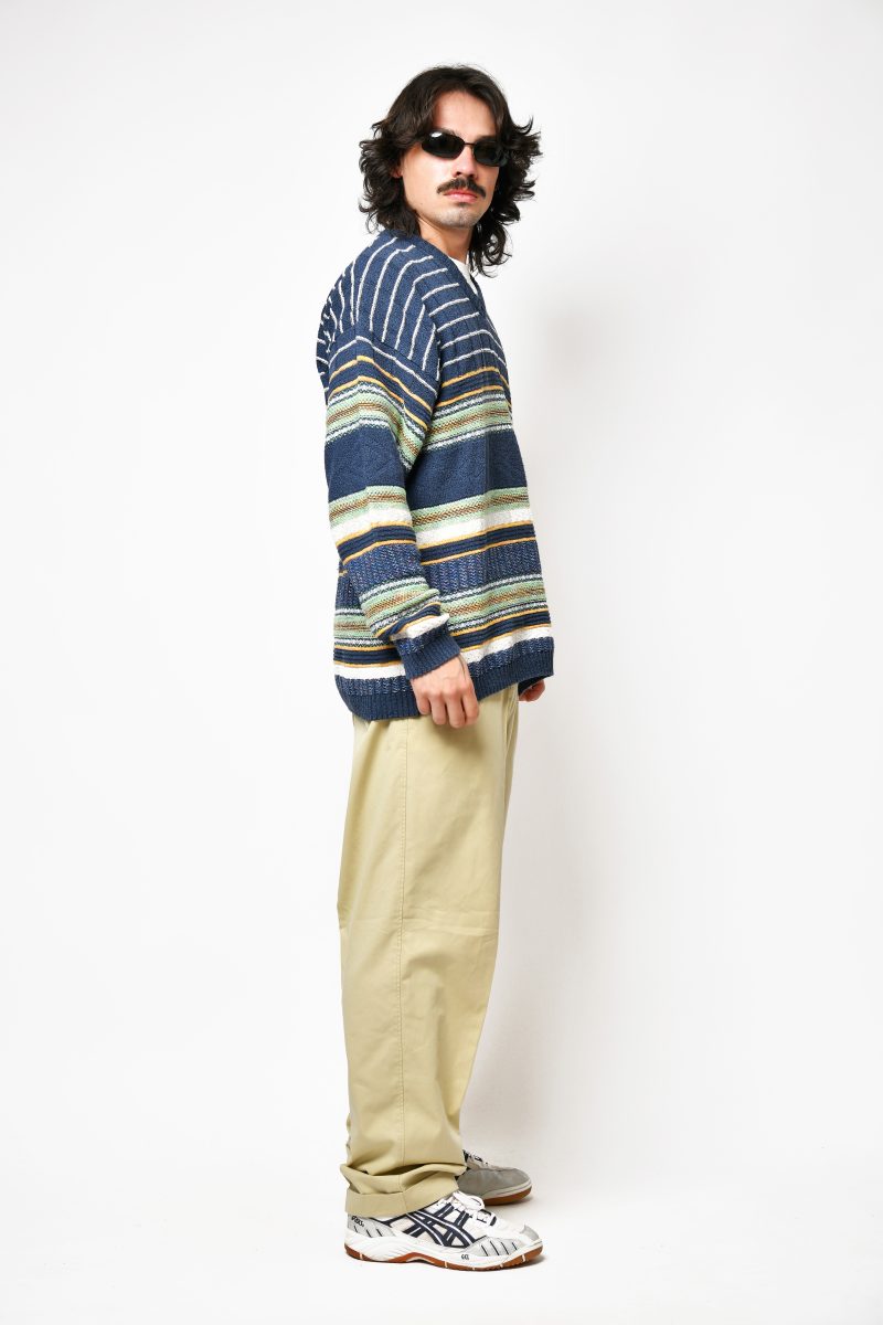 Vintage blue multi striped knit sweater