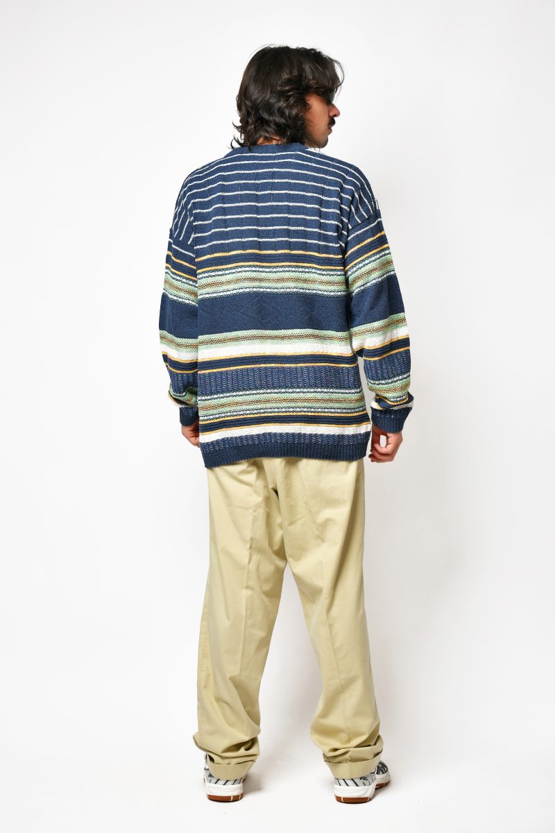 Vintage blue multi striped knit sweater