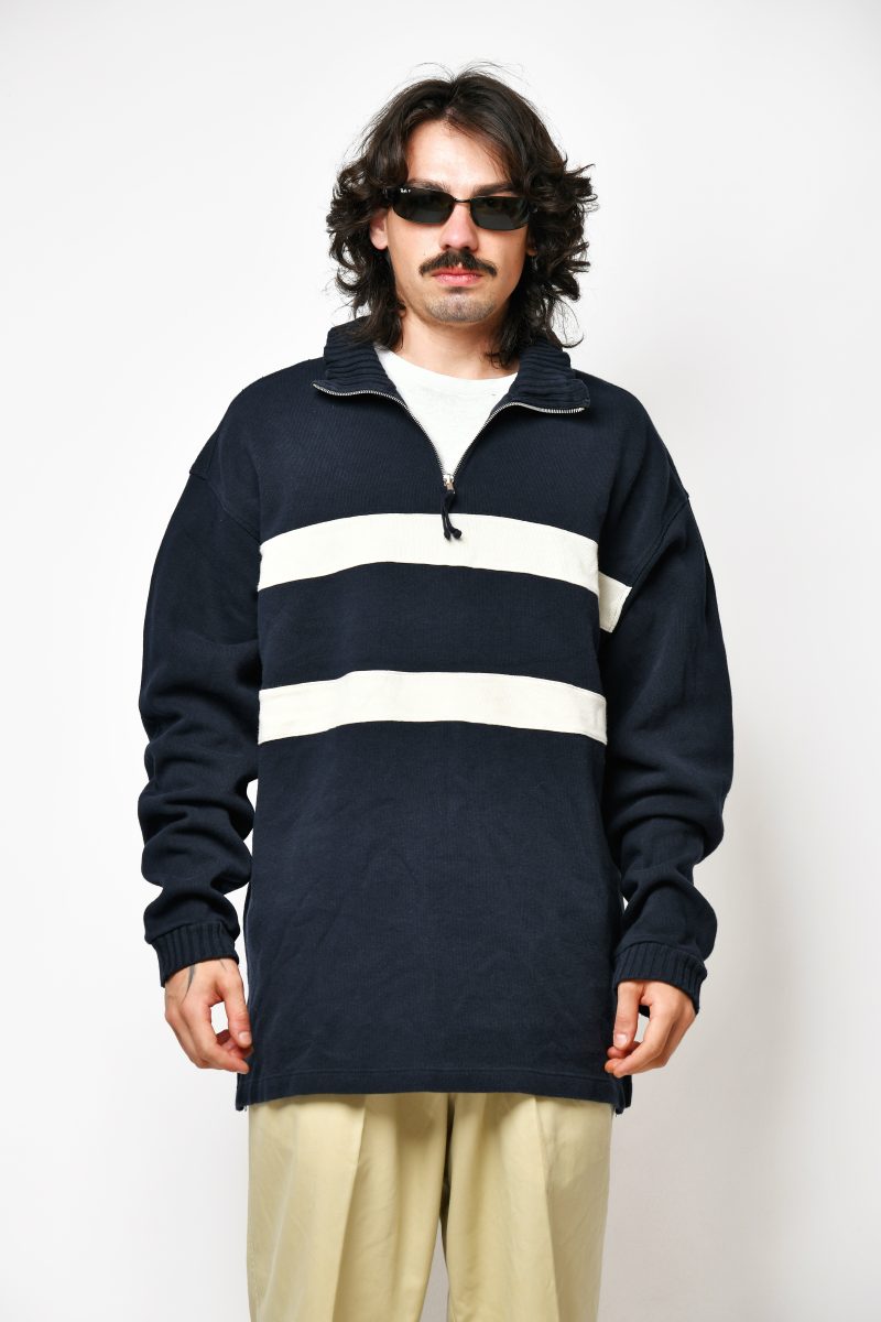 Vintage navy blue sweatshirt white striped