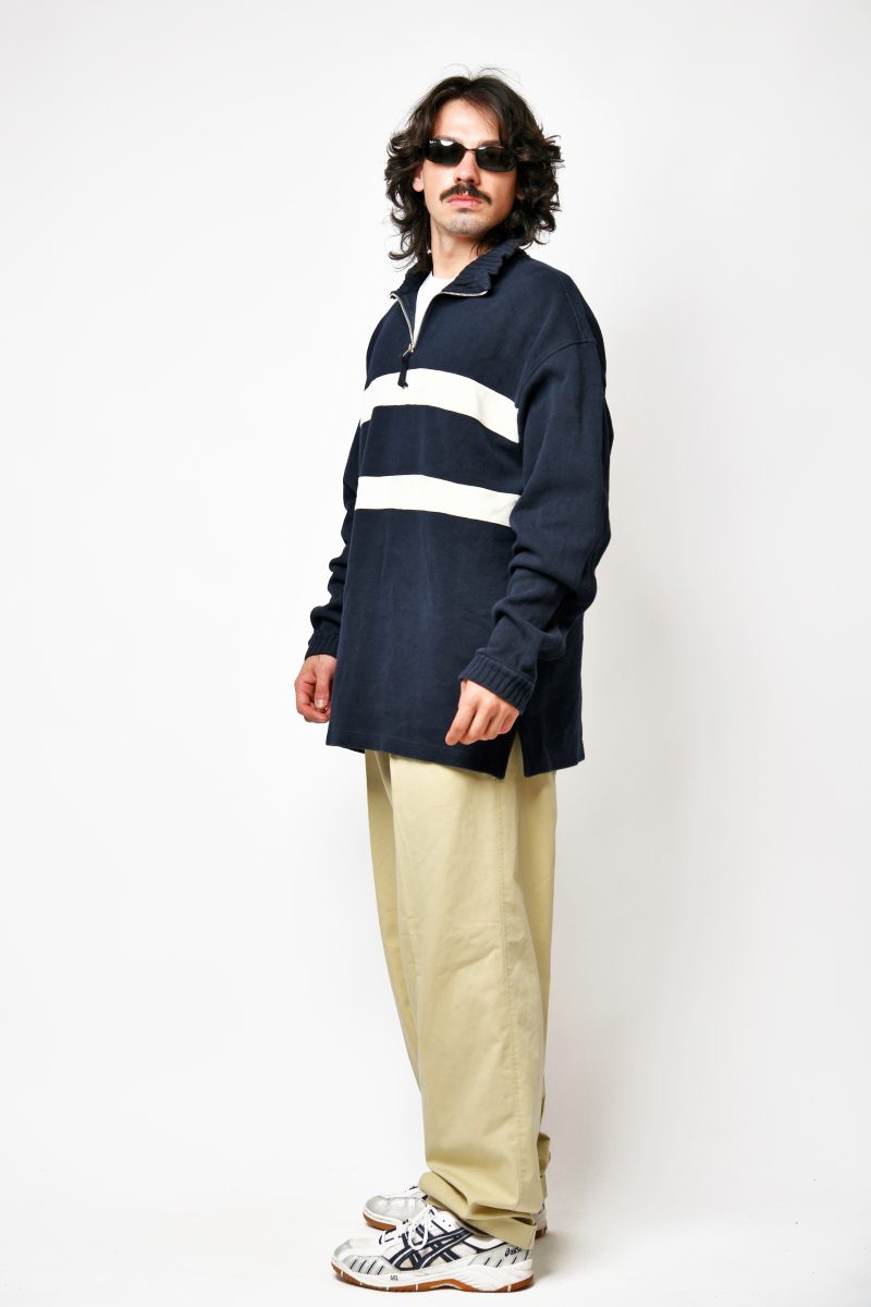 Vintage navy blue sweatshirt white striped