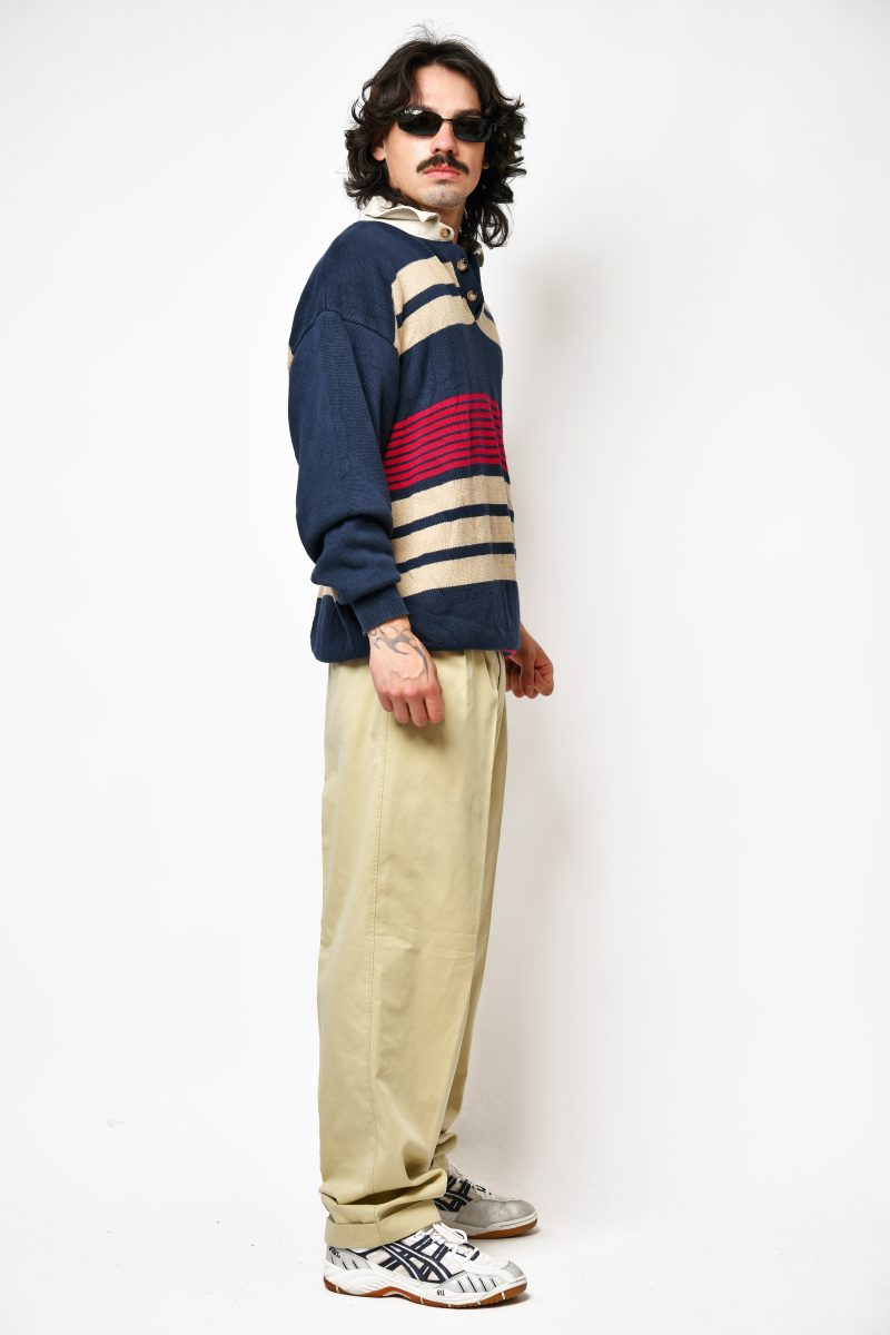 Vintage striped cotton rugby sweater