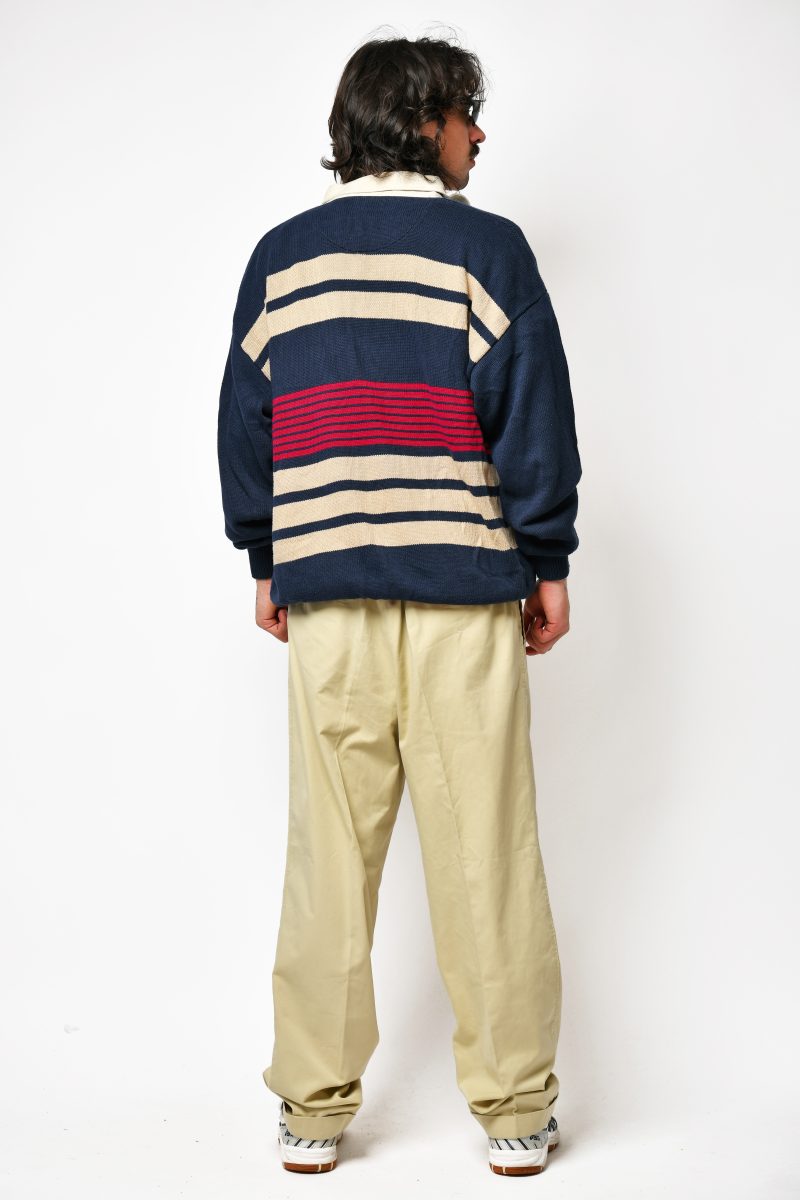 Vintage striped cotton rugby sweater