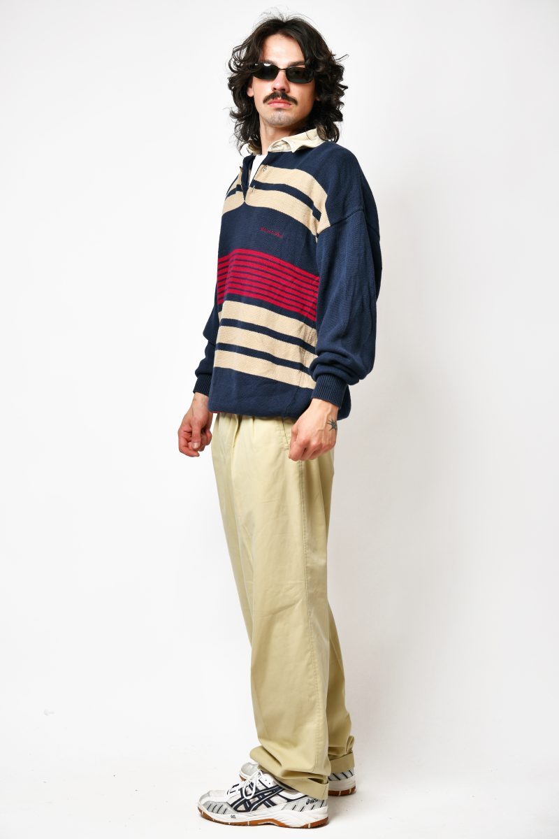 Vintage striped cotton rugby sweater