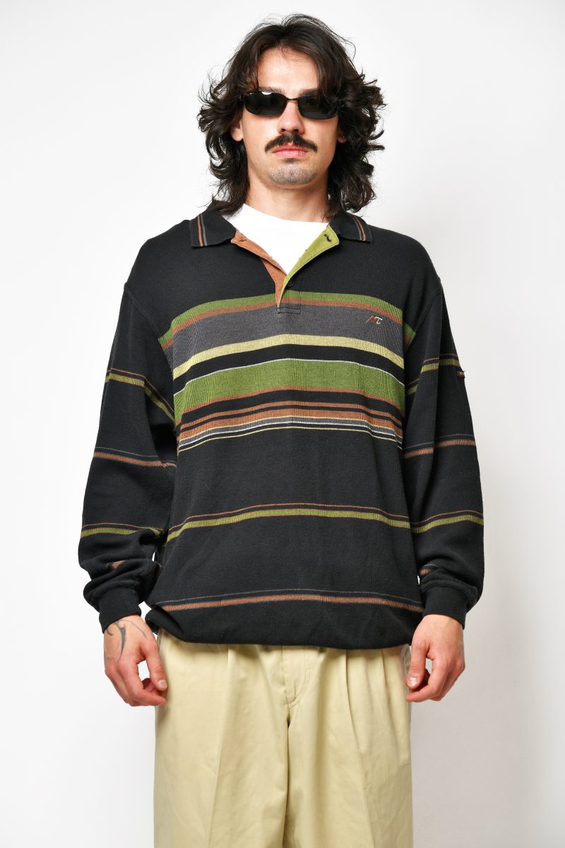Vintage striped polo sweatshirt black multi