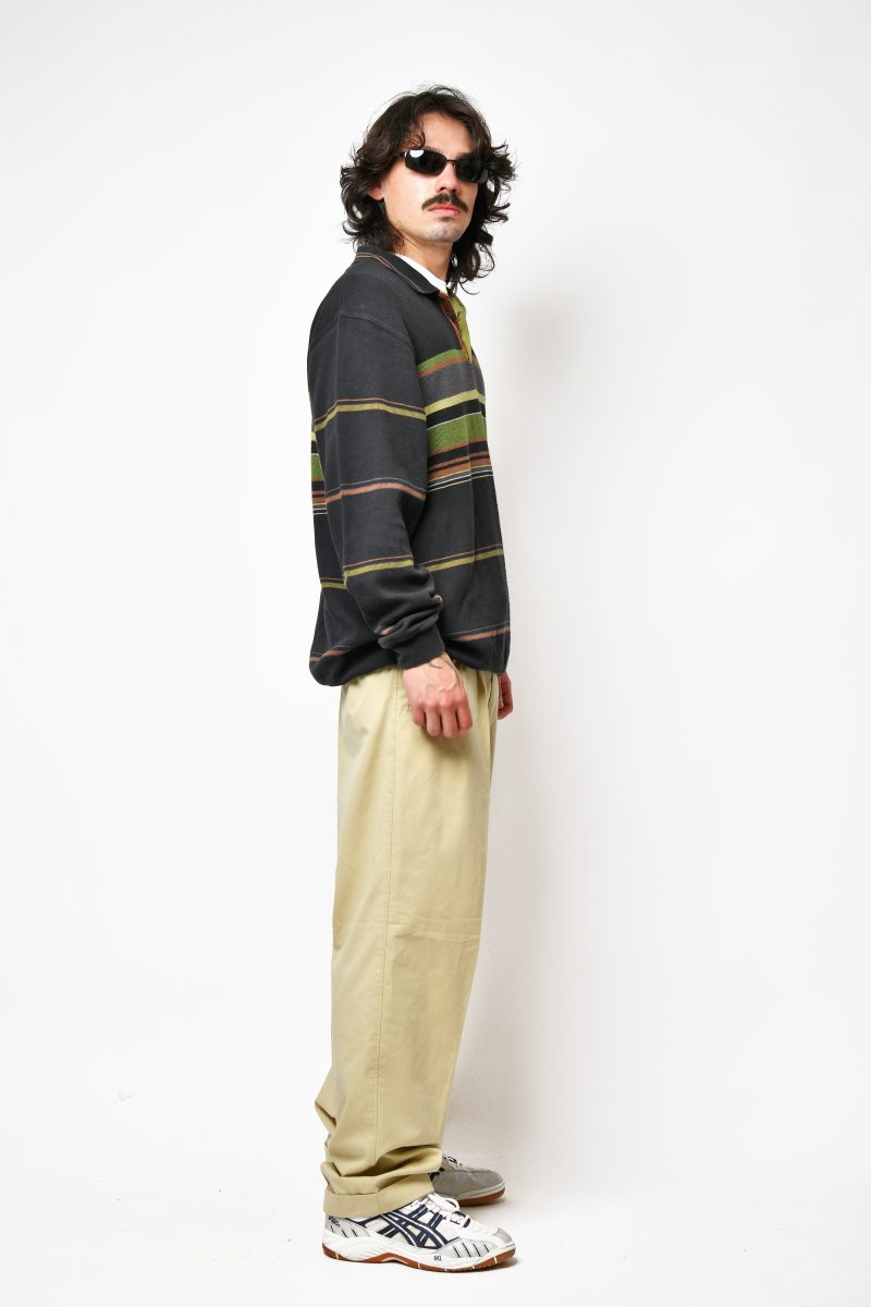 Vintage striped polo sweatshirt black multi
